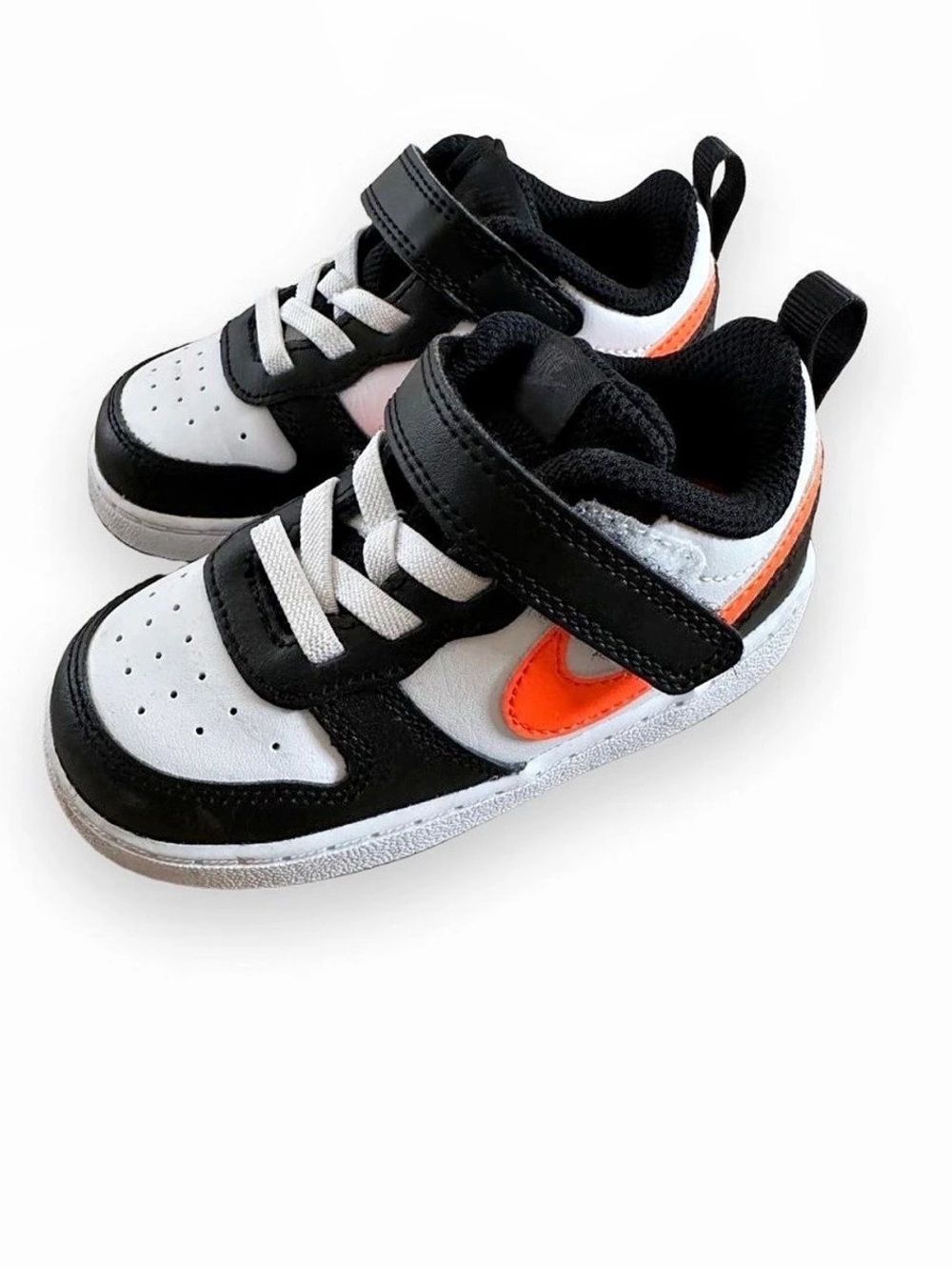 Nike Court Borough Low 2 Toddler Shoes White Black Orange Sz 7c